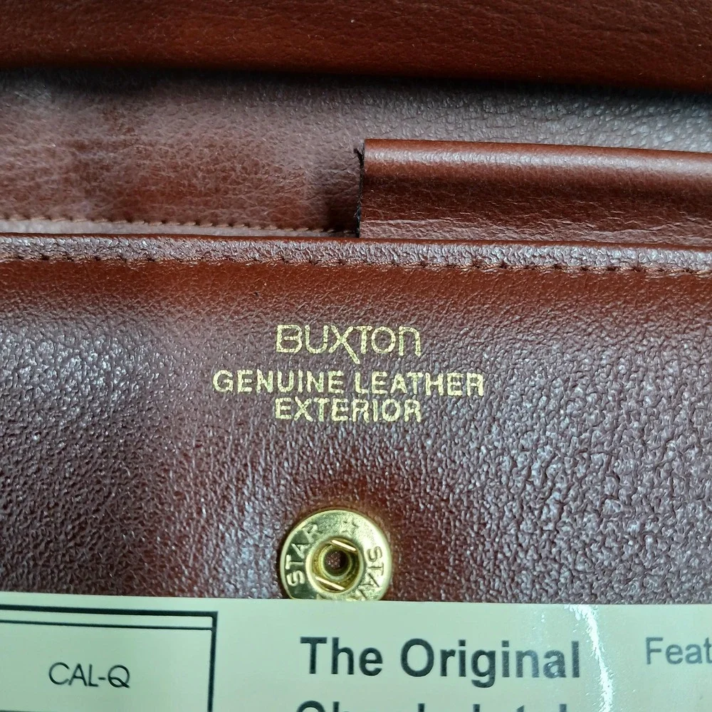 Buxton Leather‎ Wallet Checkclutch Womens One Size Brown CAL-Q Calculator New